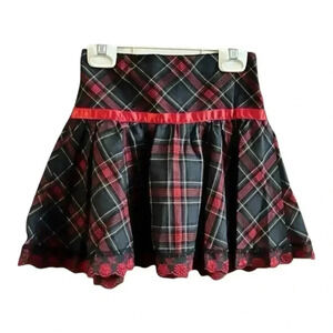 Red and Green Plaid Mini Skater Skirt